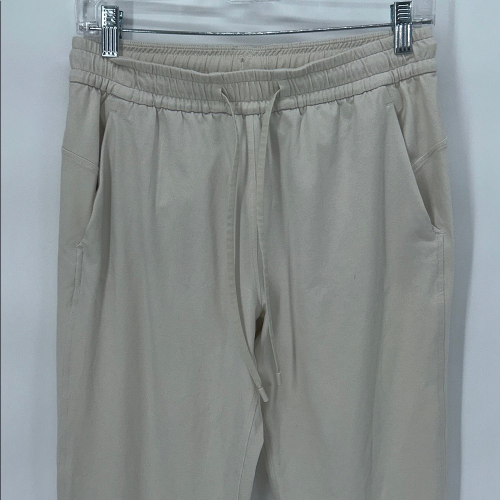 Lululemon Beige Jogger Sweatpants Drawstring Logo Size 6 - Picture 3 of 11